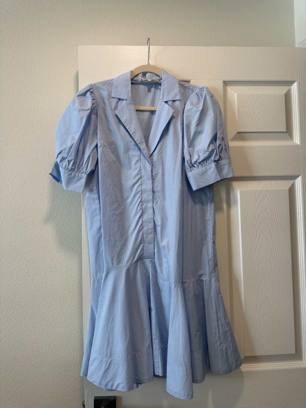 Eche Light Blue Puff Sleeve Shirt Dress - Women's Casual Summer Dress